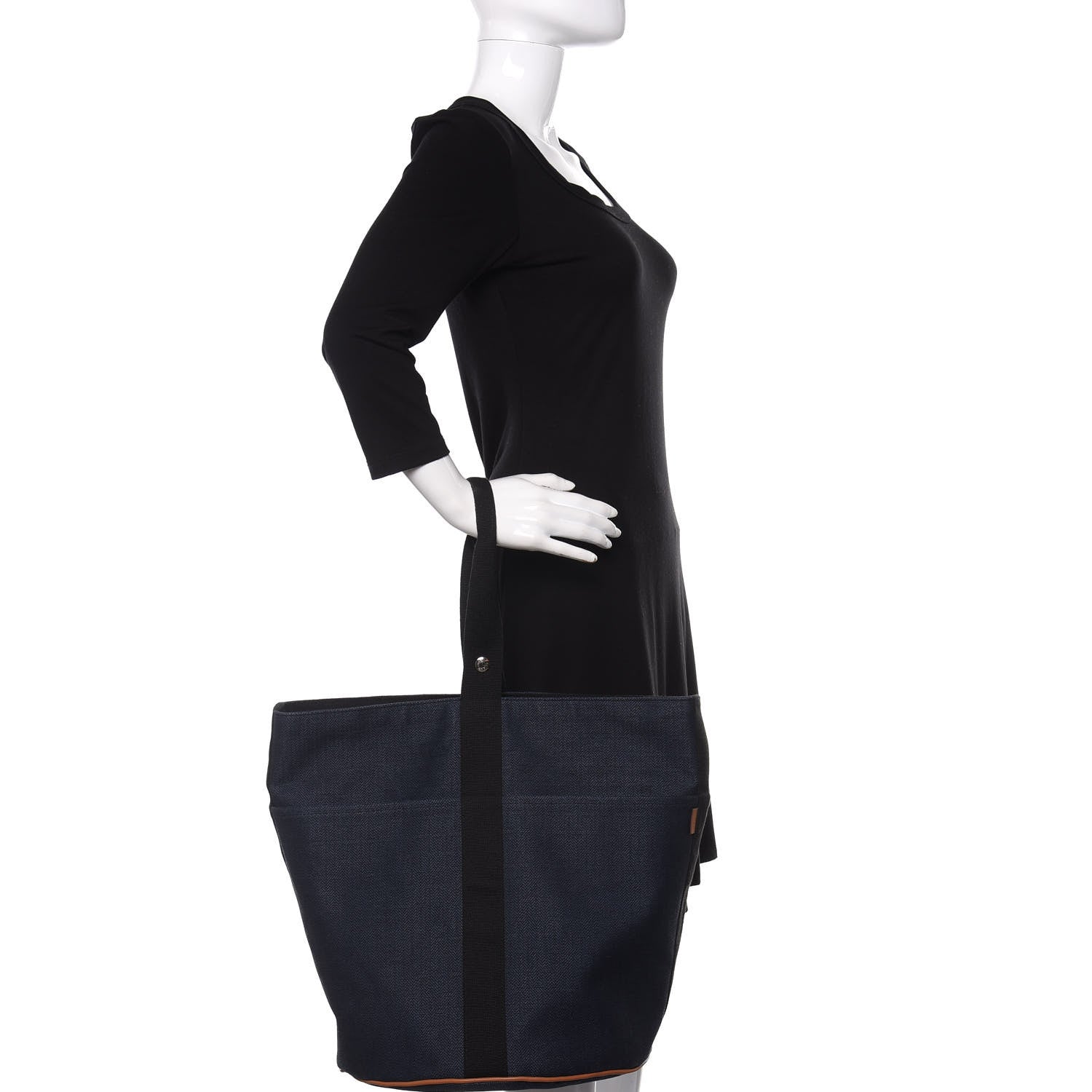 Hermes Cotton Canvas Sac De Plage GM Bleu Indigo 2 of 9