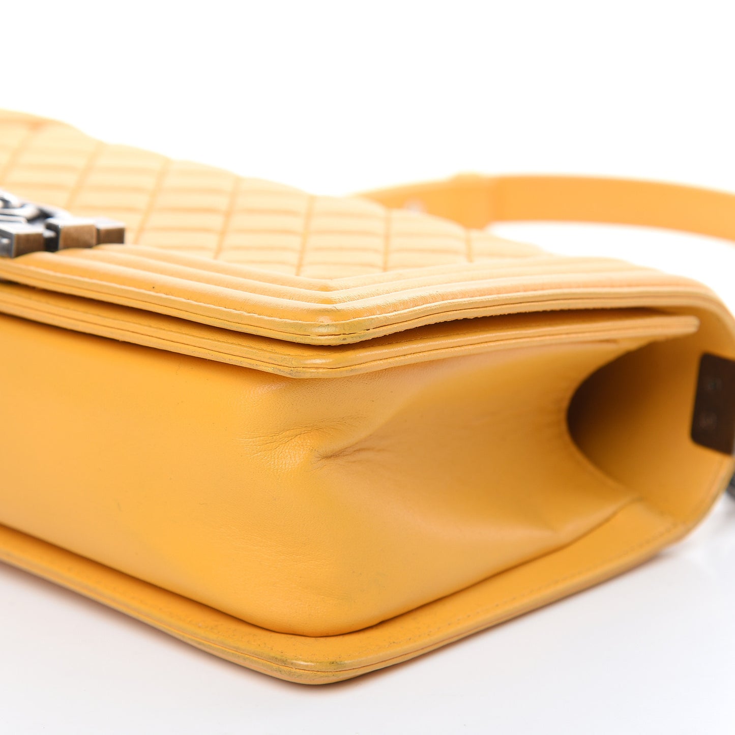 Lambskin Quilted Medium Boy Flap Yellow