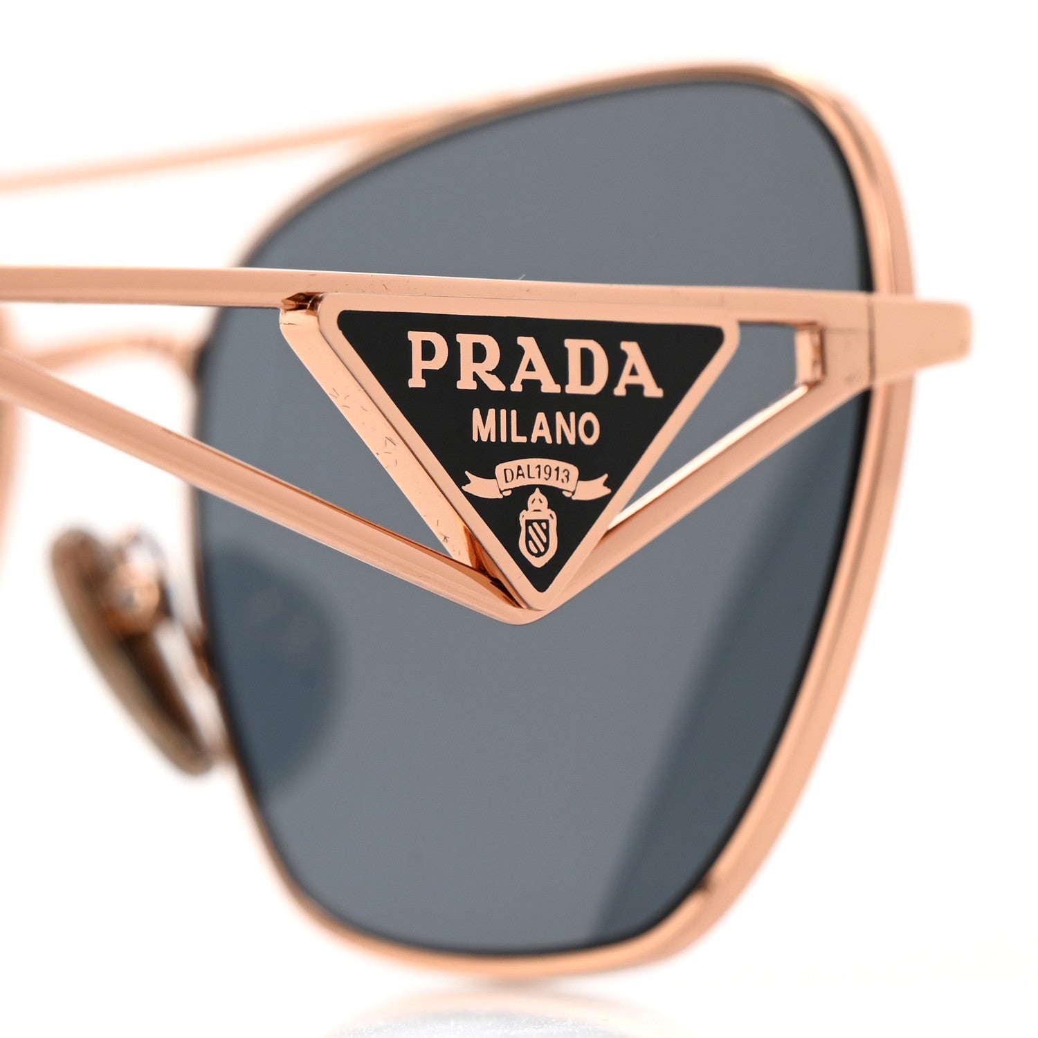 Prada Metal Symbole Triangle Logo Aviator Sunglasses SPR A50 Gold Tortoise Brown 7 of 8