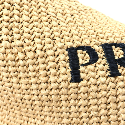 Prada Yarn Raffia Effect Crochet Embroidered Logo Tote Naturale 10 of 11