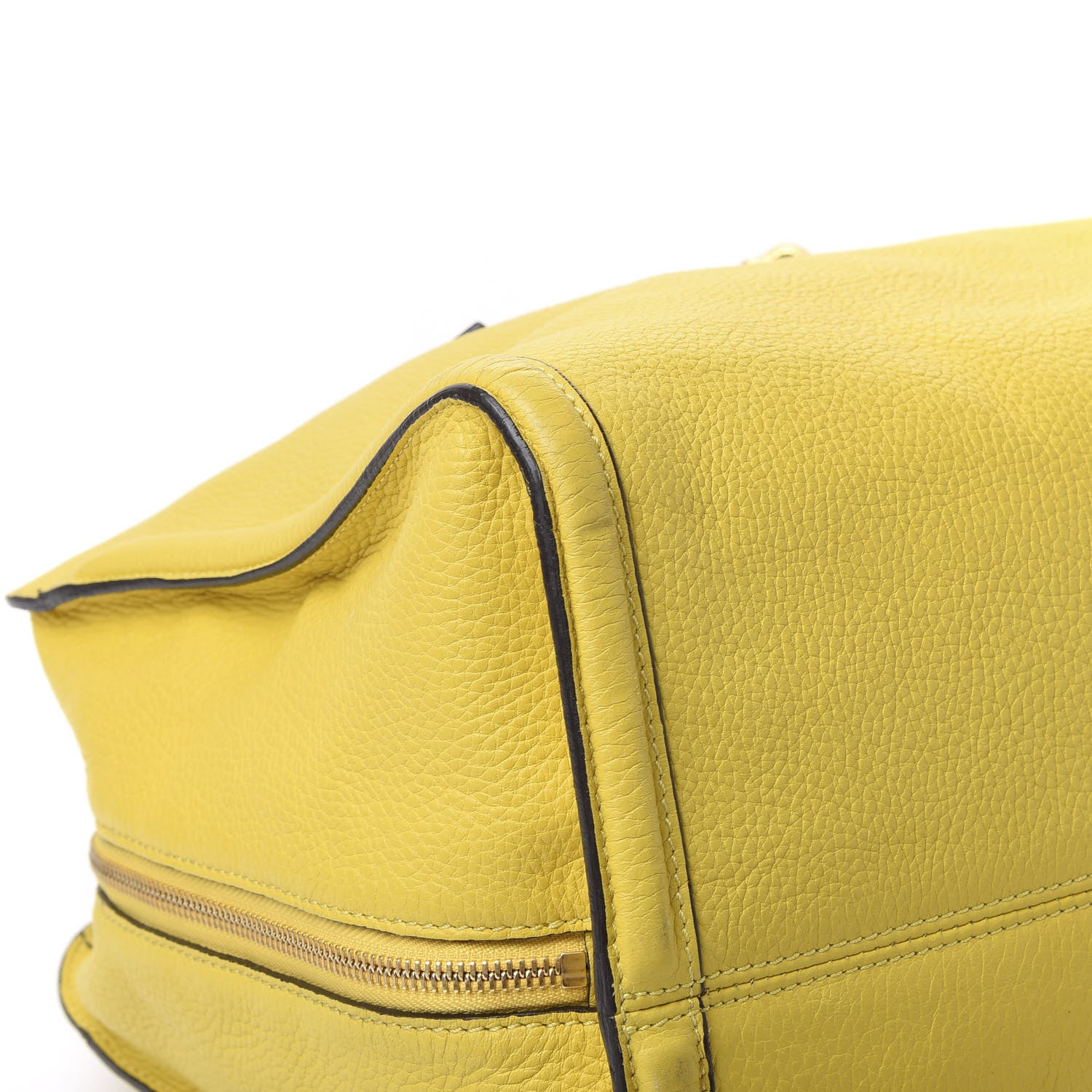Alexander McQueen Pebbled Calfskin Large Skull Padlock Zip Around Tote Yellow 5 of 16