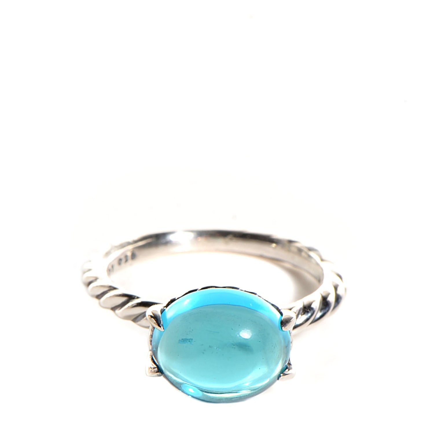 David Yurman Sterling Silver Blue Topaz Cabochon Color Classics Ring 7 1 of 5