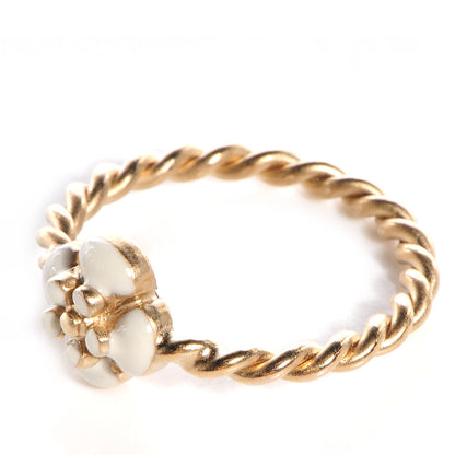 Chanel White Enamel Camellia Ring 6.5 3 of 5