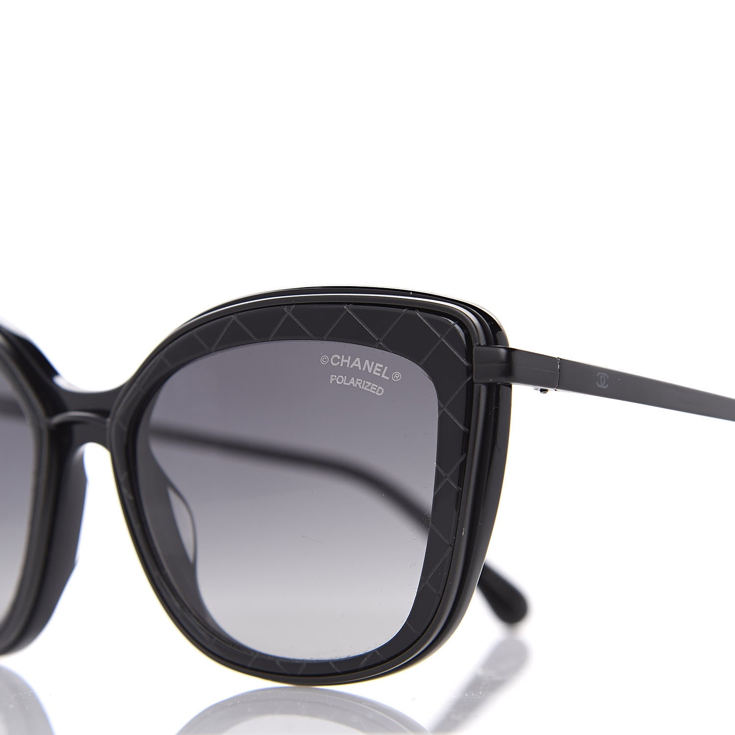 Chanel Acetate Polarized Quilted Metal Butterfly Sunglasses 4238-A Black 8 of 9