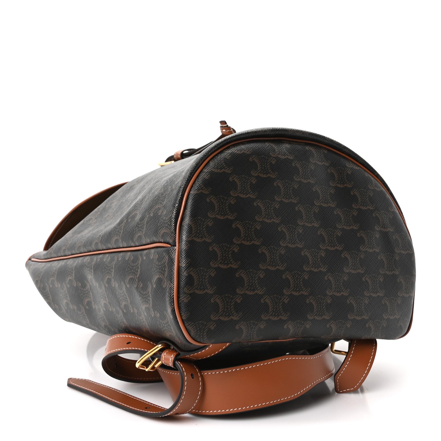 Triomphe Canvas Calfskin Folco Backpack Tan