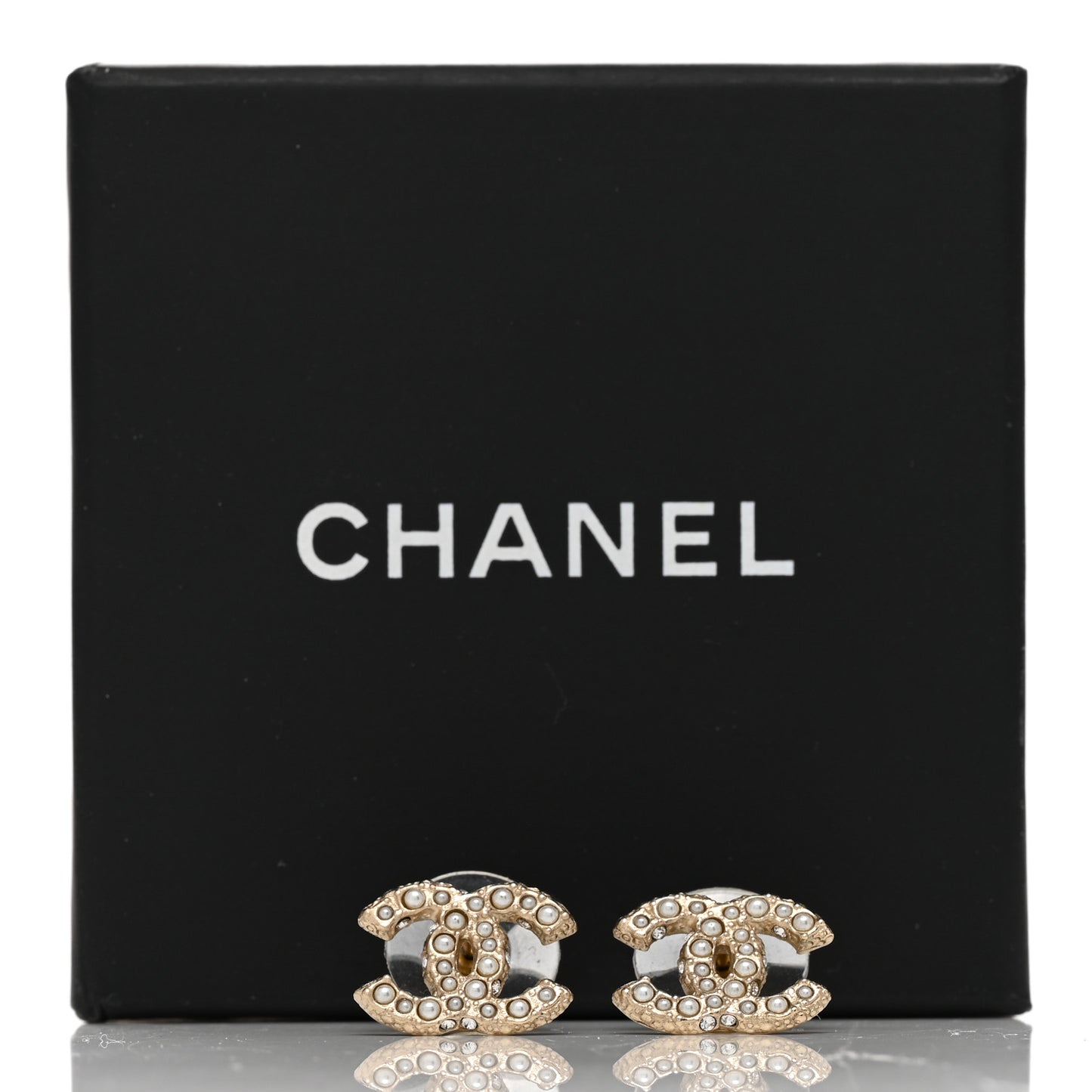 Metal Graduated Pearl Crystal CC Earrings Light Gold