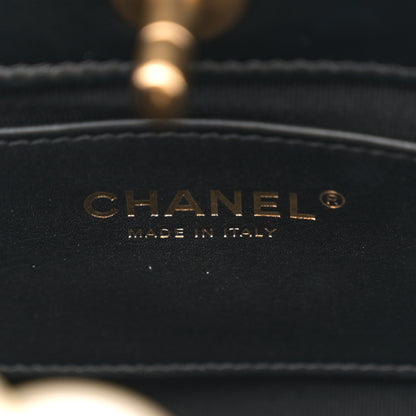 Chanel Shiny Lambskin Pearl Small Shopping Bag Black 6 of 12