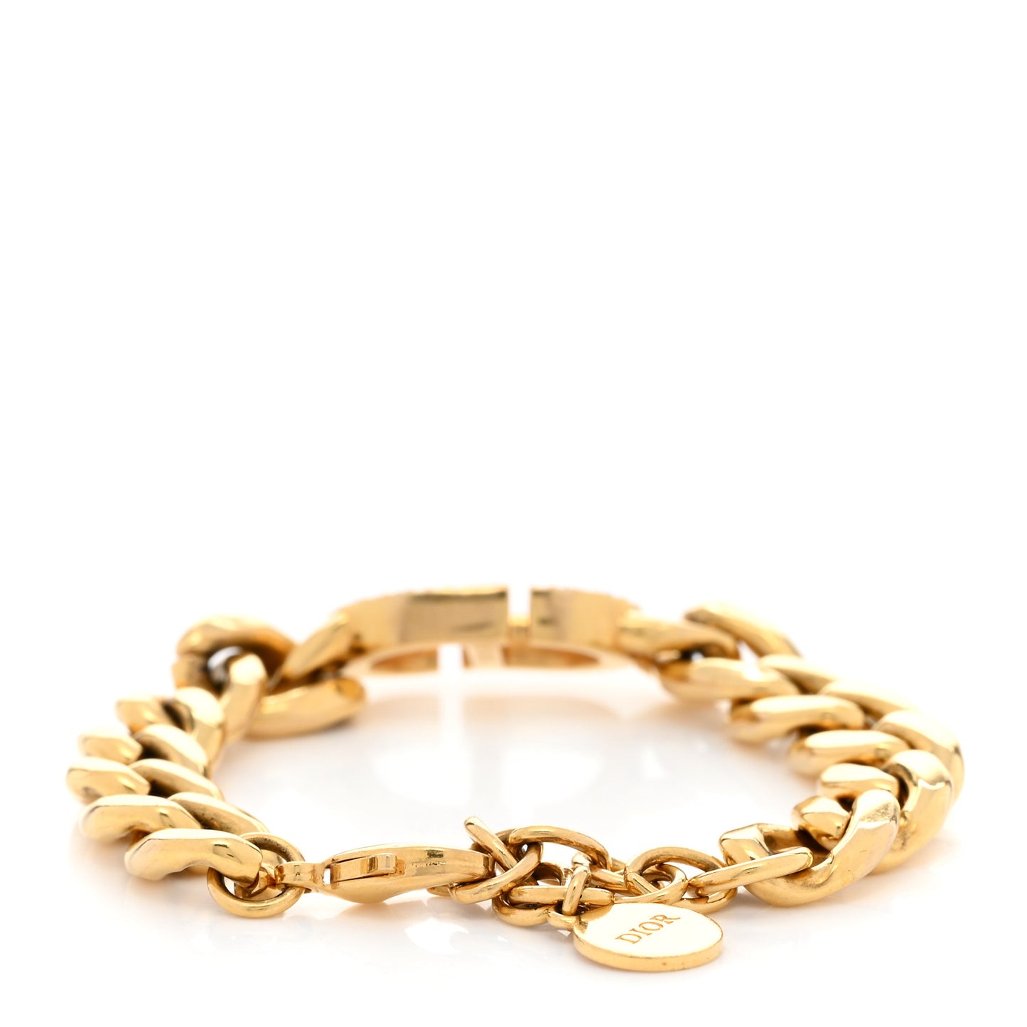 Metal Crystal CD Chain Bracelet Gold