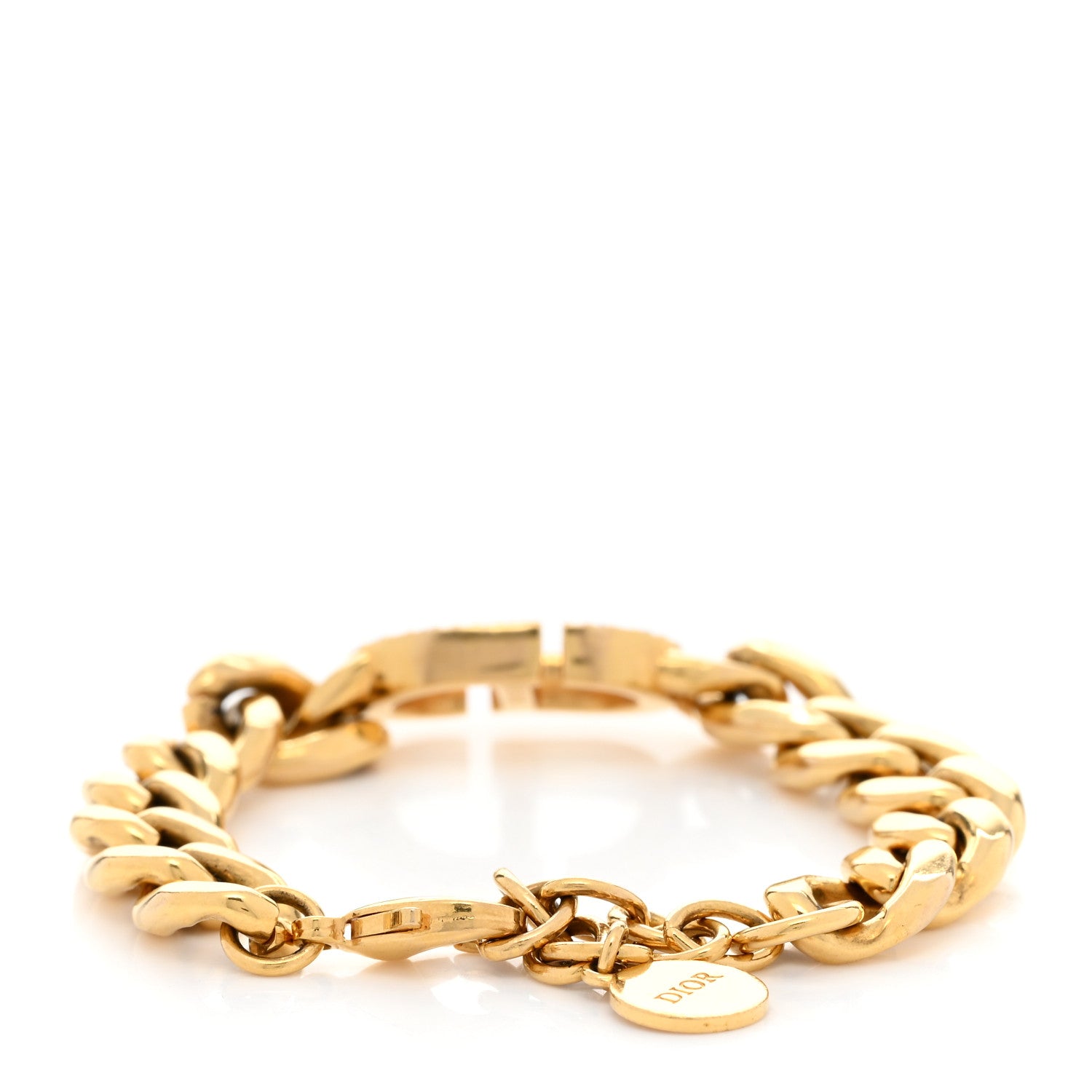 Christian Dior Metal Crystal CD Chain Bracelet Gold 3 of 5
