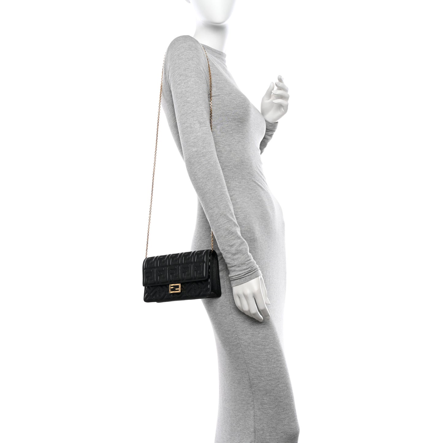 Nappa Matisse FF Embossed Wallet On Chain Black