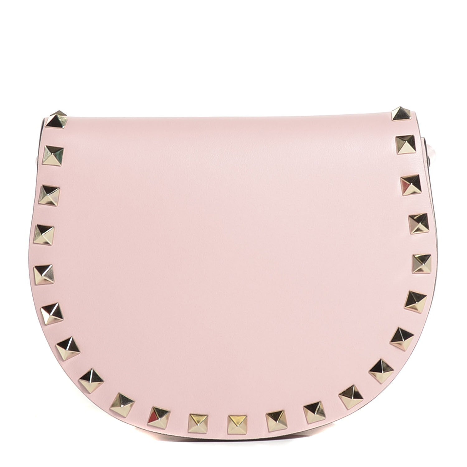 Valentino Garavani Vitello Rockstud Halfmoon Saddle Bag Water Rose 1 of 8