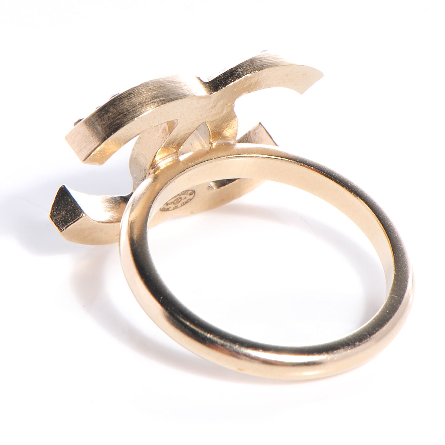 Crystal CC Logo Ring Size 6 Gold