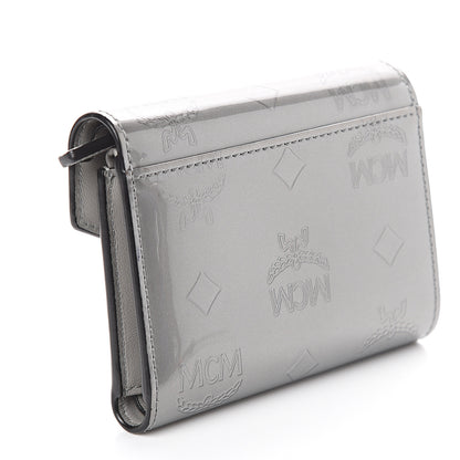 MCM Patent Monogram Three Fold Wallet Grey 2 of 6