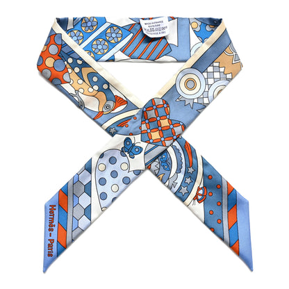 Hermes Silk Les Murmures de la Foret Twilly Bleu Jean Orange Bleu Jean Orange 1 of 8