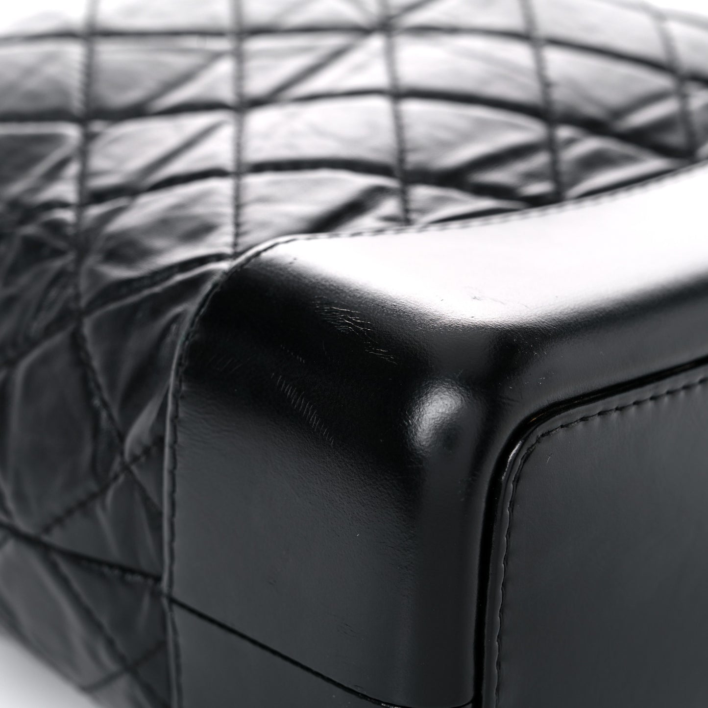 Aged Calfskin Quilted Gabrielle Backpack Black