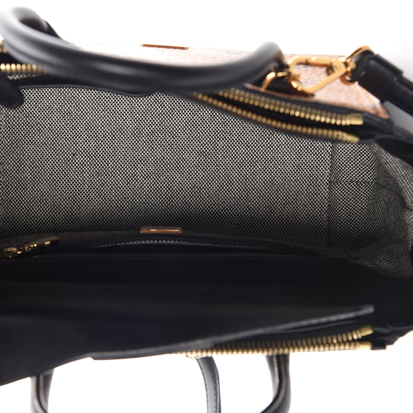 Visetos Small Kathy Double Zip Tote Cognac Black