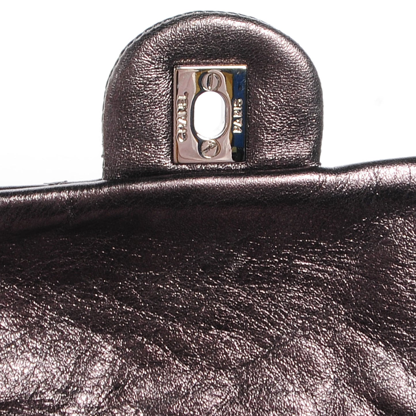 Metallic Lambskin Quilted Sharpei Flap Dark Silver