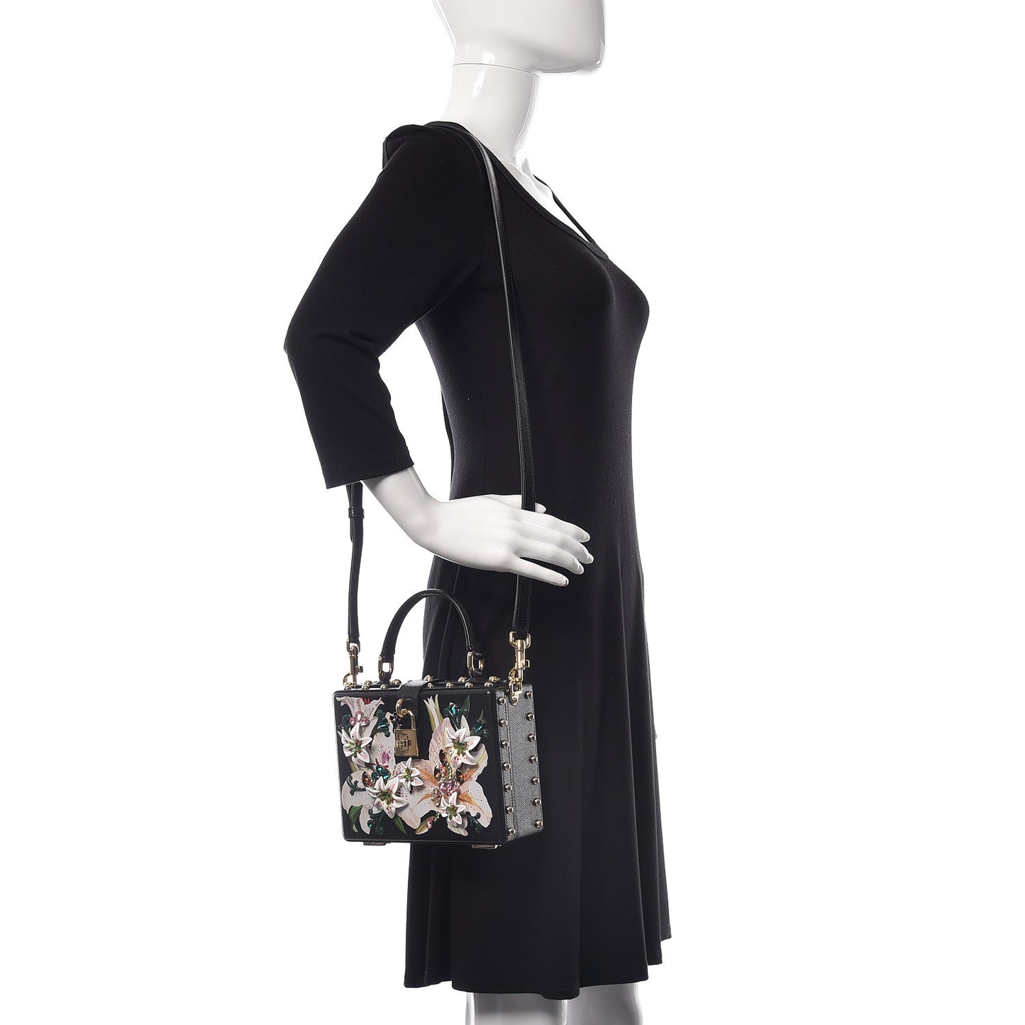 Dauphine Crystal Embellished Box Bag Black Multicolor