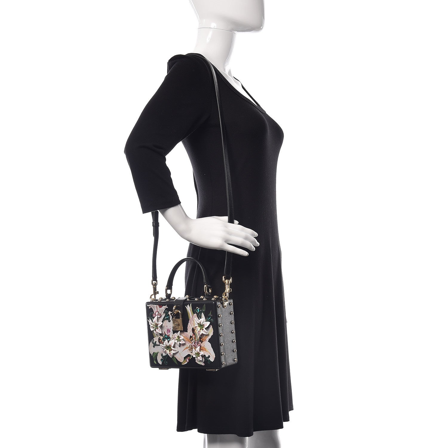 Dolce & Gabbana Dauphine Crystal Embellished Box Bag Black Multicolor 2 of 10