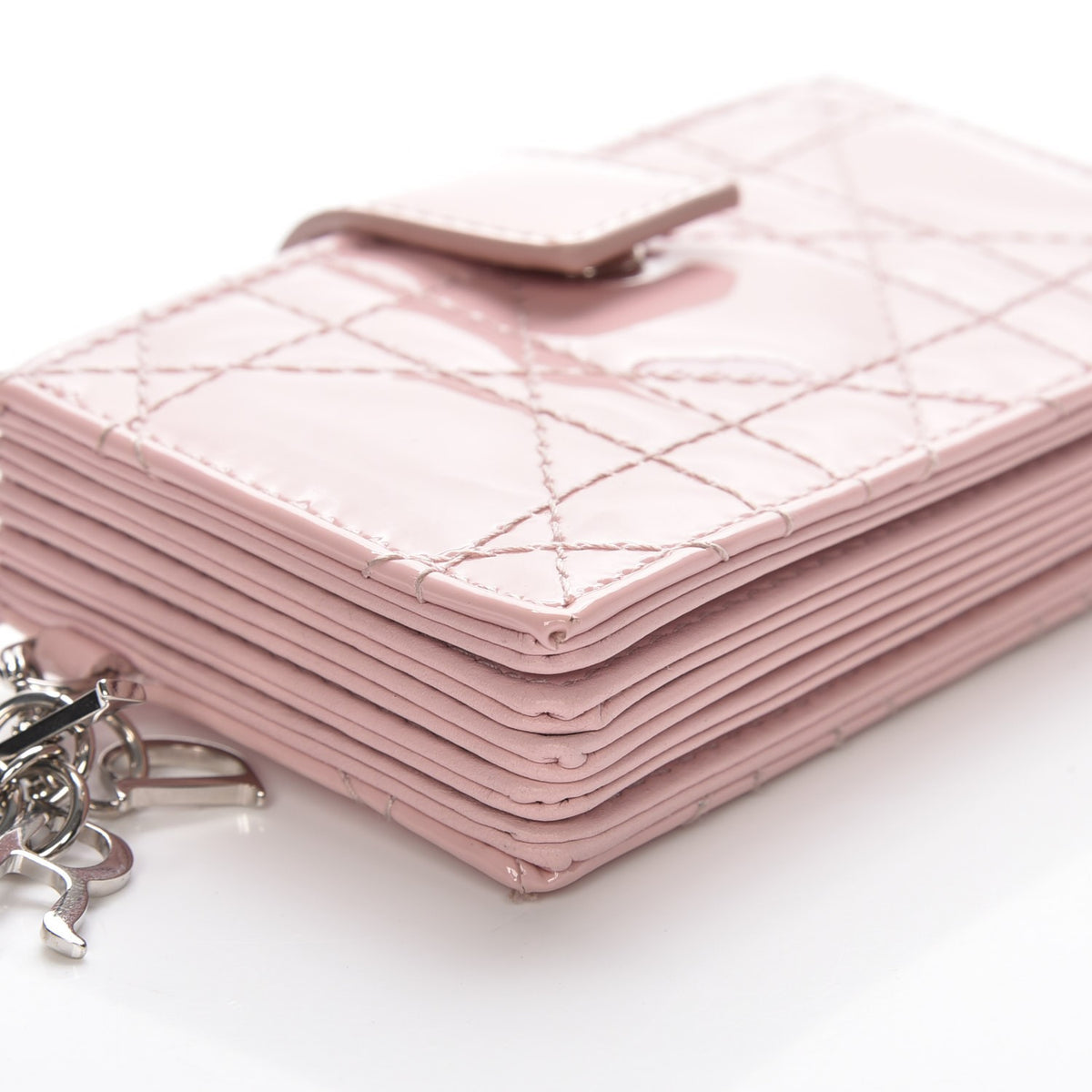 Patent Cannage Lady Dior 5-Gusset Card Holder Pink