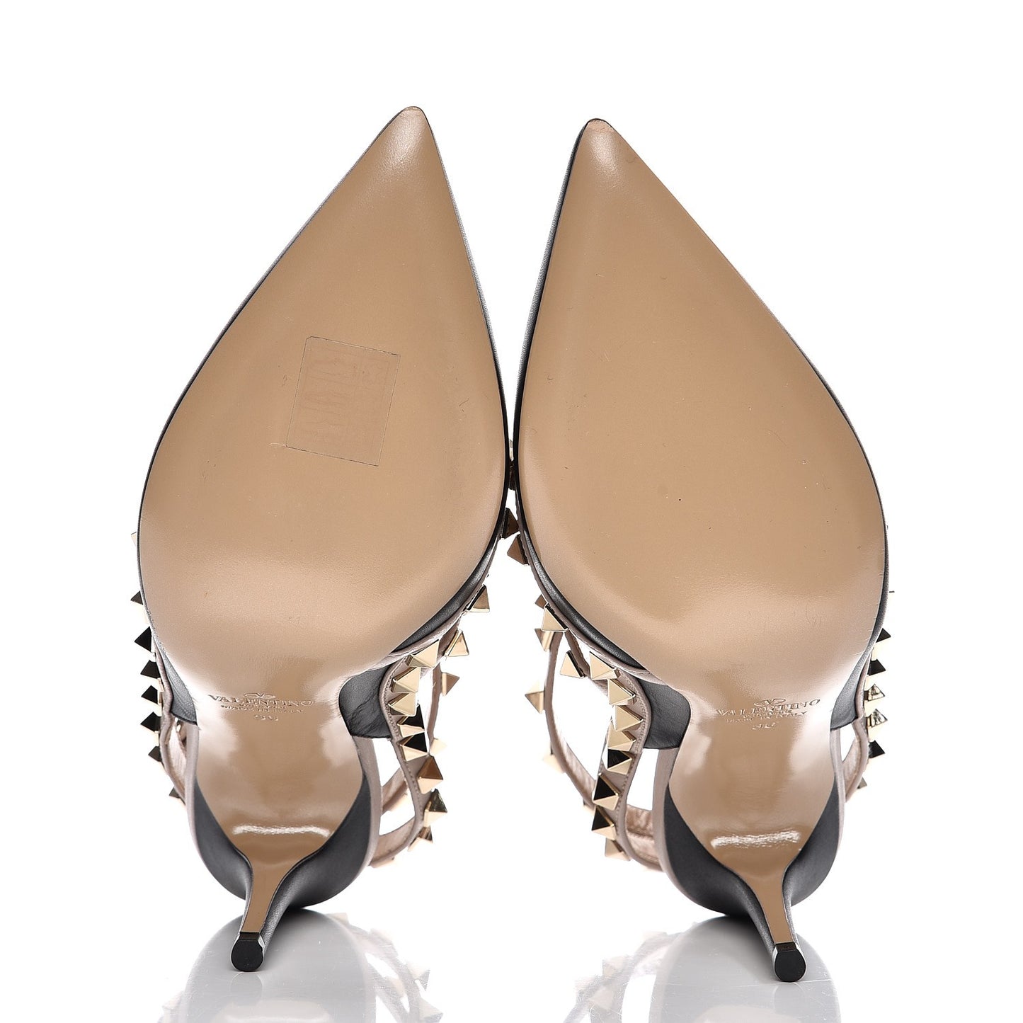 Nappa Rockstud Ankle Strap Pumps 36 Black Poudre