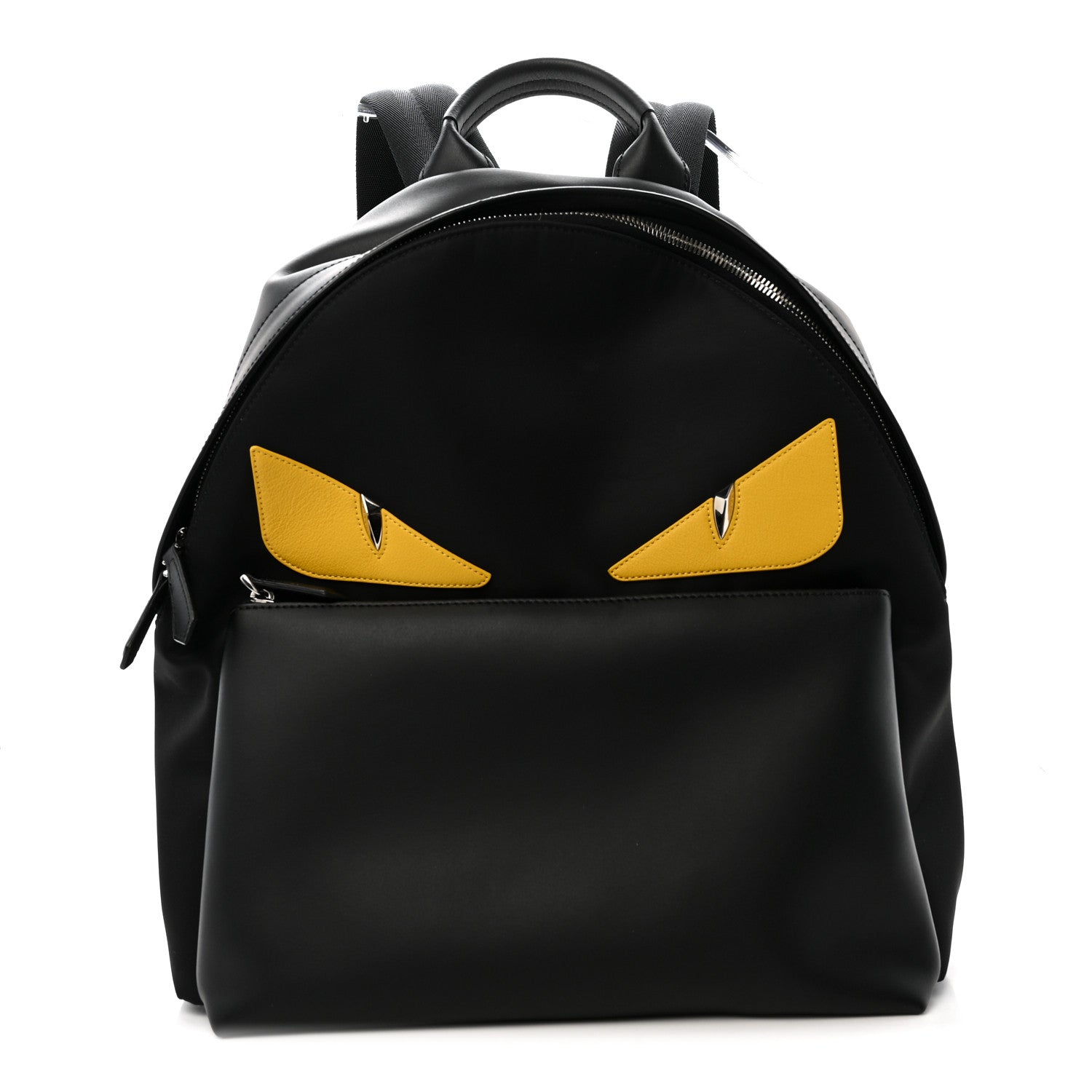 Fendi Nylon Vitello Liberty Vitello Dolce Monster Eyes Rounded Backpack Black Sunflower 1 of 12