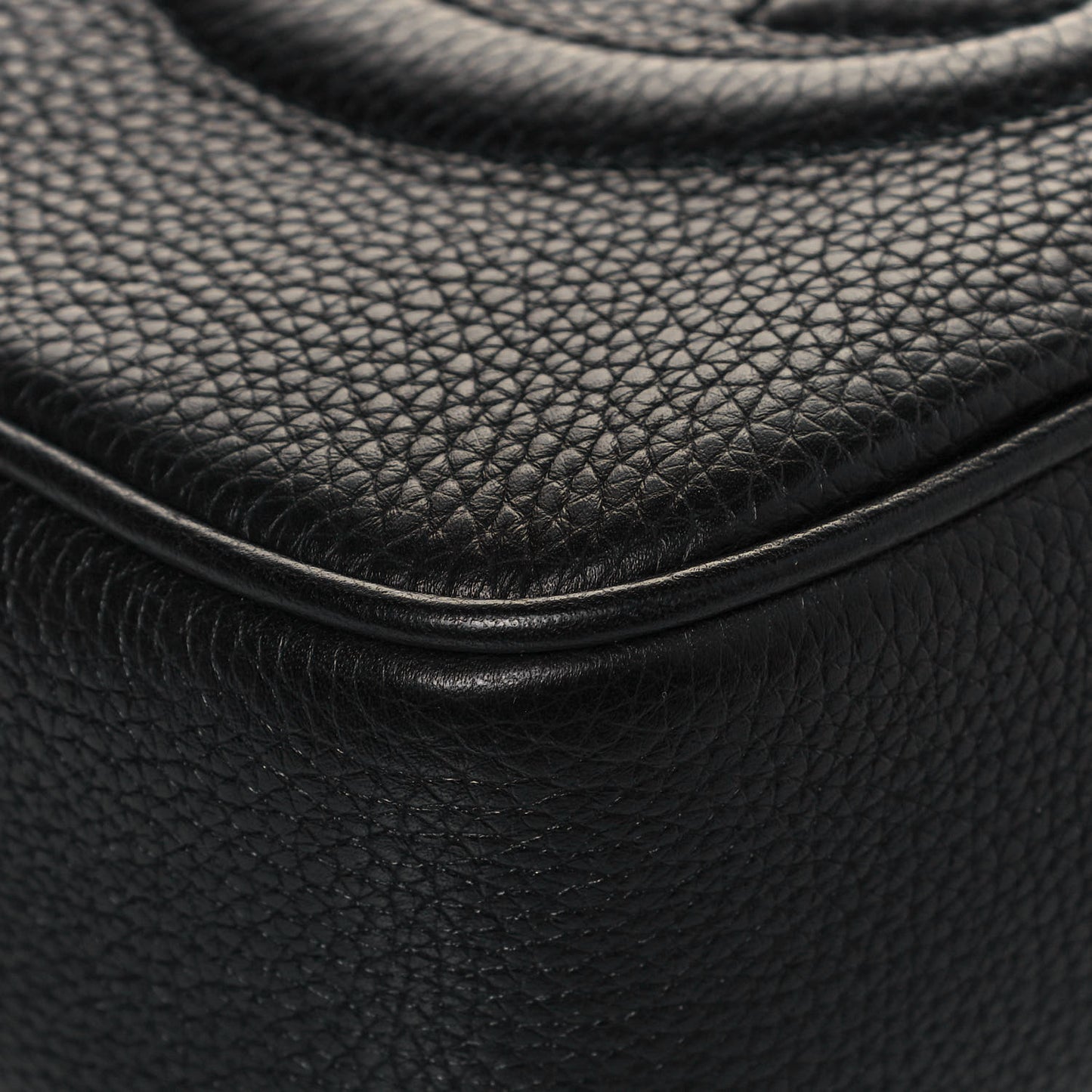 Pebbled Calfskin Small Soho Disco Bag Black