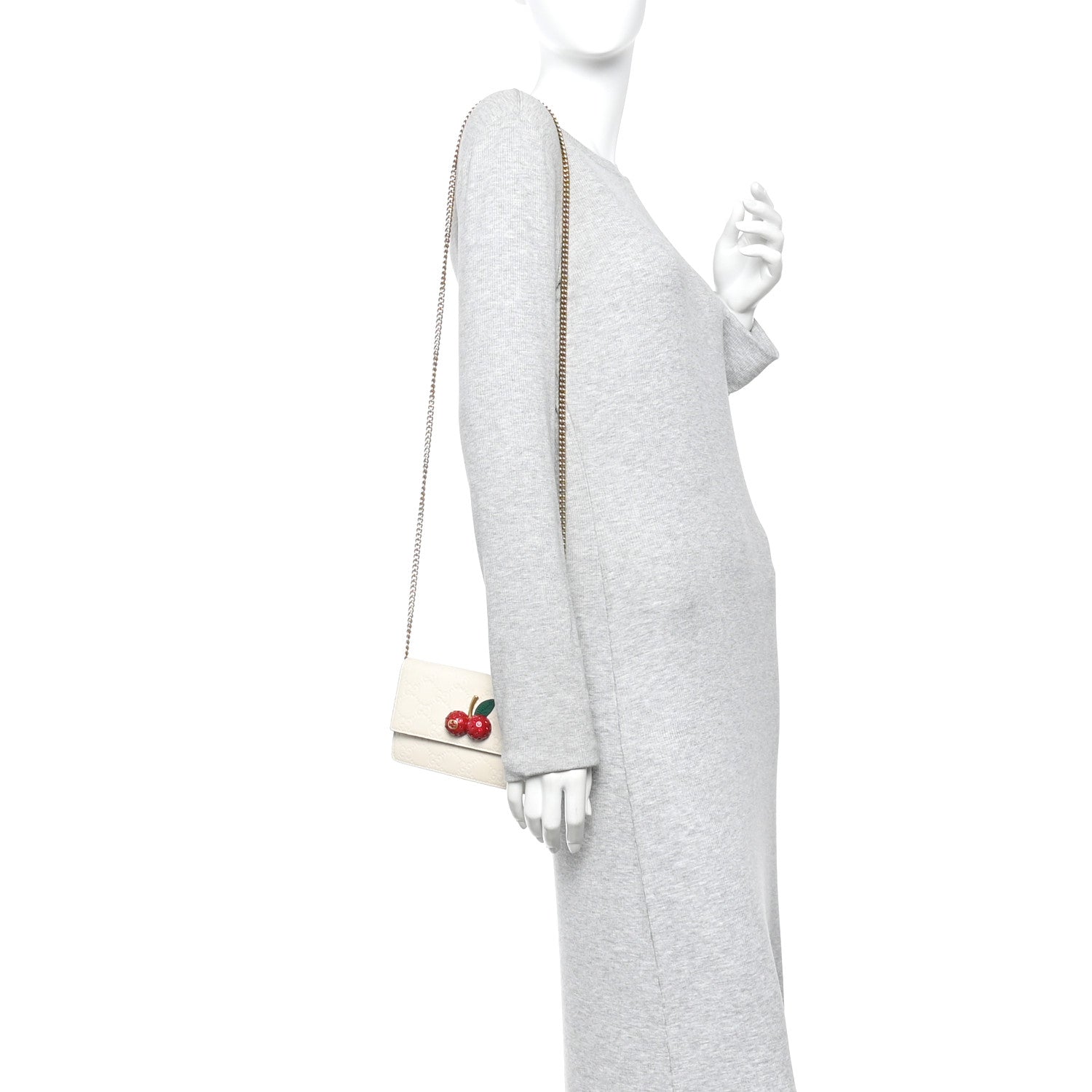 Gucci Guccissima Mini Cherry Chain Bag White 2 of 9