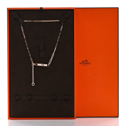 Hermes 18K Rose Gold Diamond Pave PM Kelly Chaine Lariat Necklace ST 5 of 5