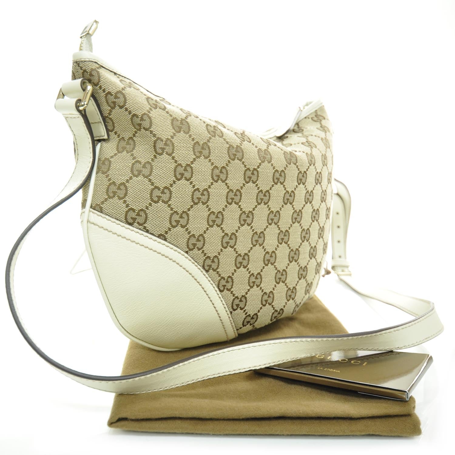 Gucci Monogram Medium New Britt Half Moon Hobo White 2 of 7