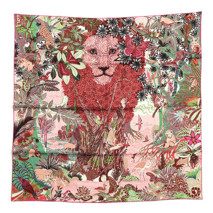 Hermes Silk Wild Singapore Scarf 90 Rose Vert Bordeaux 1 of 5