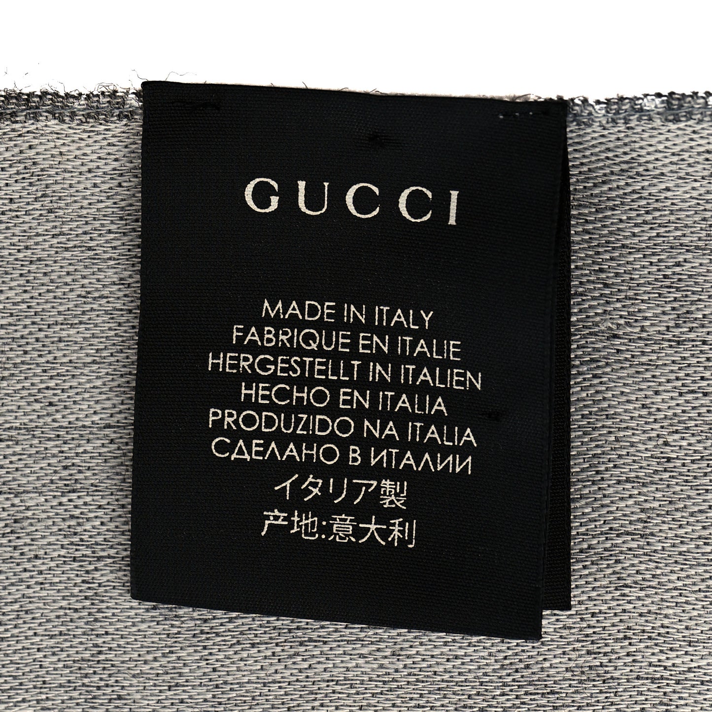 Wool Silk Monogram Fringe Scarf Grey