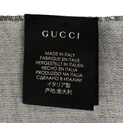 Gucci Wool Silk Monogram Fringe Scarf Grey 4 of 6
