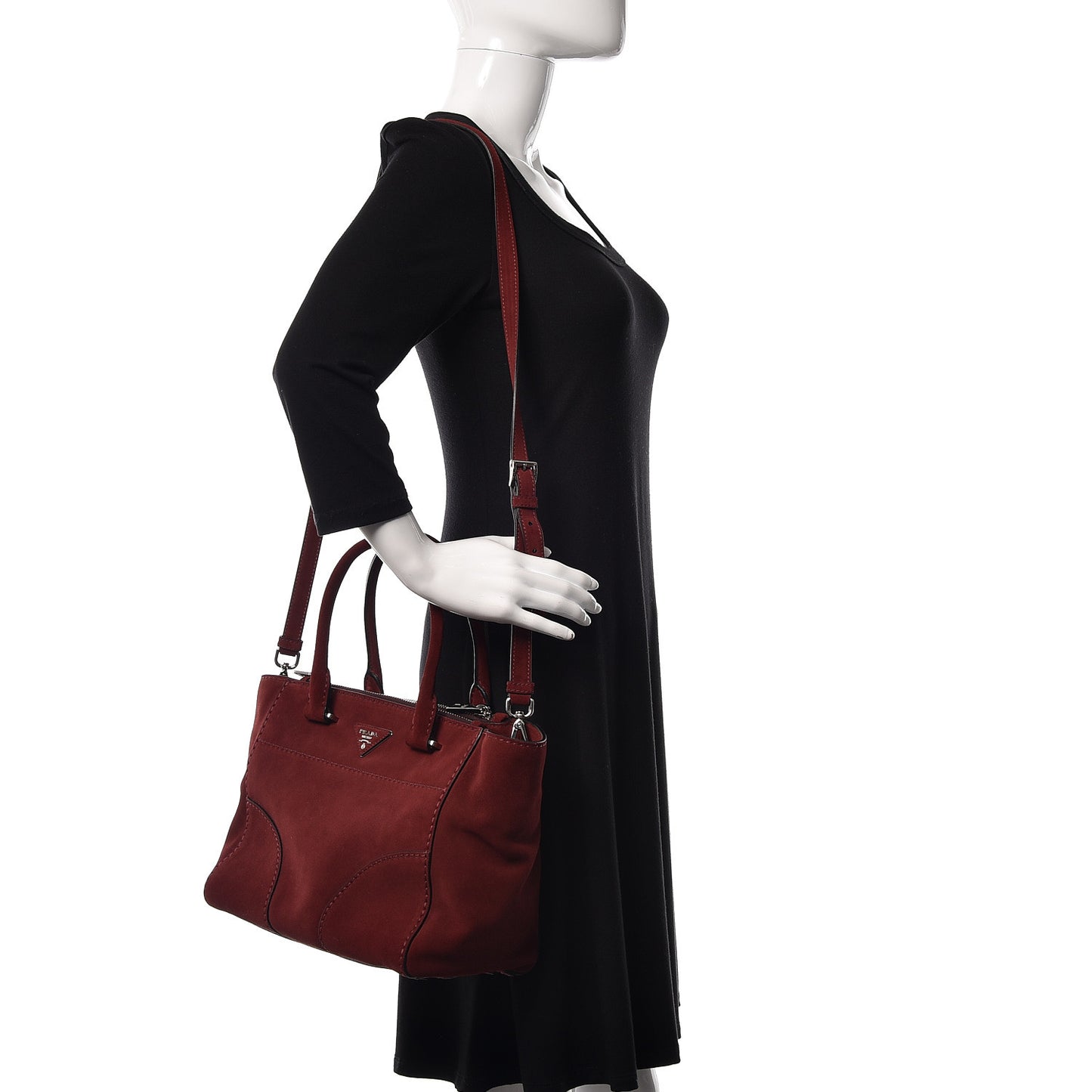 Suede Scamosciato Stitched Small Twin Pocket Tote Porpora