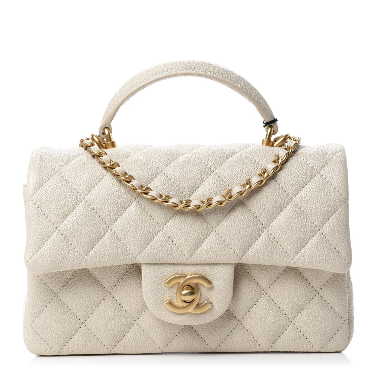 Chanel Caviar Quilted Mini Top Handle Rectangular Flap Beige 1 of 11