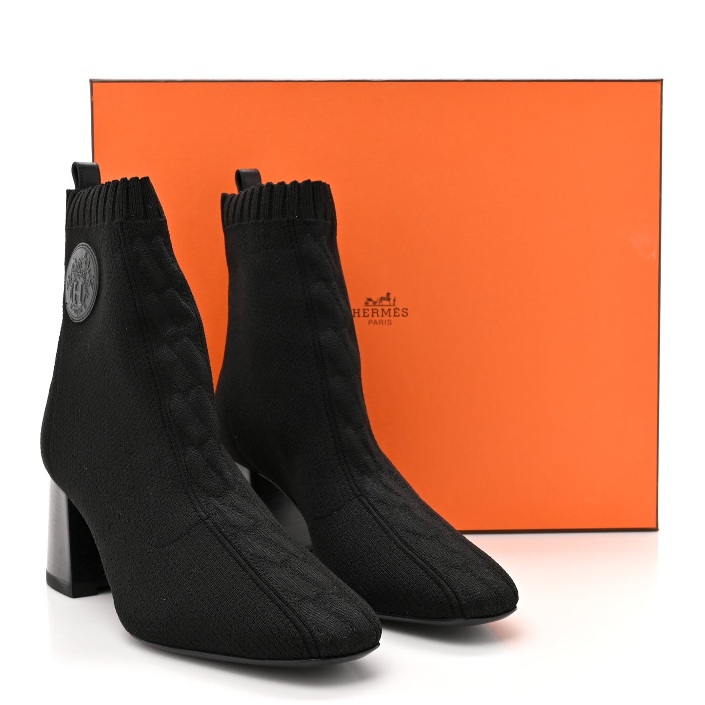 Knit Calfskin Volver 60 Ankle Boots 39.5 Black