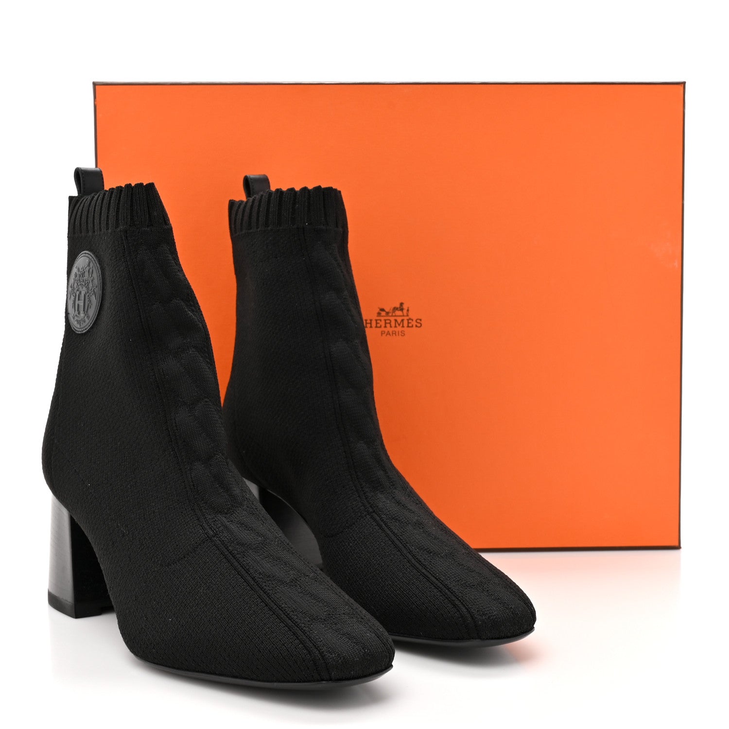 Hermes Knit Calfskin Volver 60 Ankle Boots 39.5 Black 9 of 9