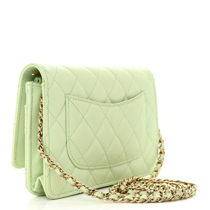 Chanel Caviar Quilted Wallet on Chain WOC Light Green 3 of 20