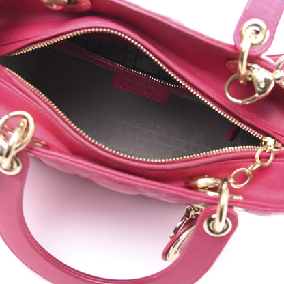 Christian Dior Lambskin Cannage Medium Lady Dior Fuchsia 6 of 12