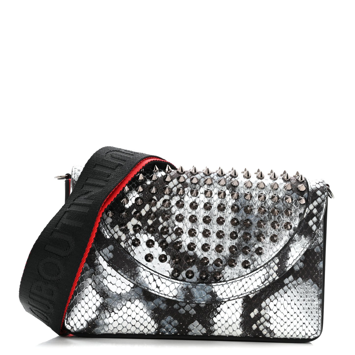 Metallic Snakeskin Spiked Explorafunk Wallet On Strap Gunmetal Black Multicolor