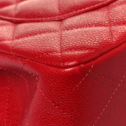 Chanel Caviar Quilted Jumbo Double Flap Red 11 of 18