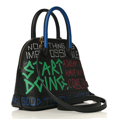 Balenciaga Signature Grained Calfskin Graffiti S Ville Top Handle Bag Black Multicolor 3 of 10