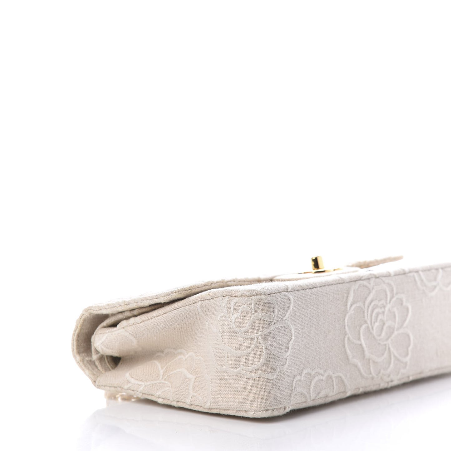Canvas Camellia Small Double Flap Ivory