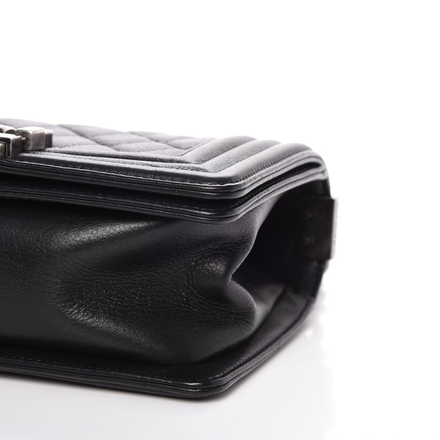 Calfskin Quilted Small Boy Flap Black