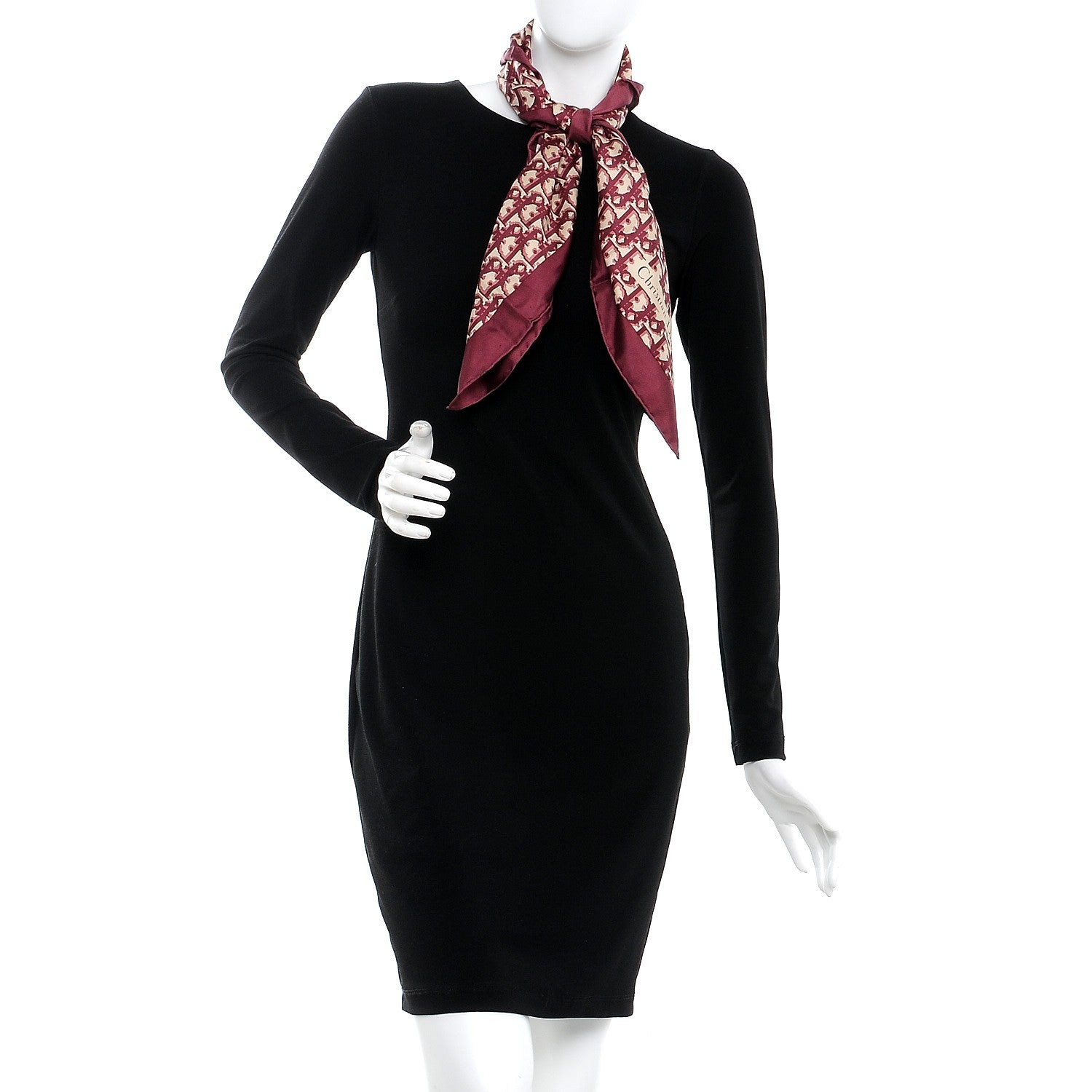 Christian Dior Silk Monogram Scarf Burgundy 2 of 5