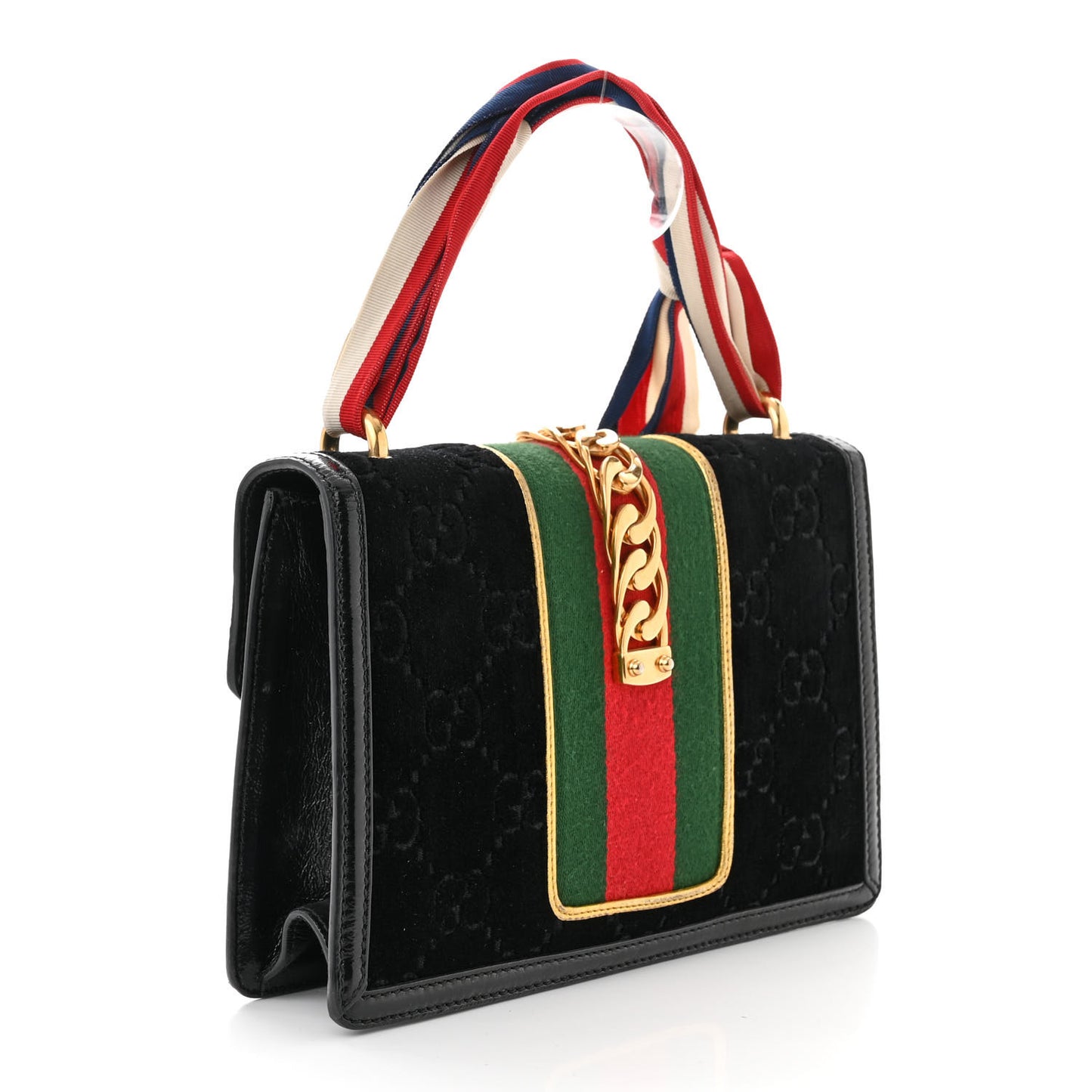 Velvet GG Monogram Small Sylvie Shoulder Bag Black