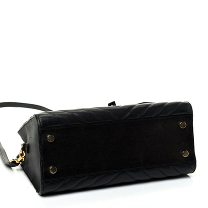 Saint Laurent Calfskin Matelasse Chevron Small Monogram Cabas Black 3 of 4