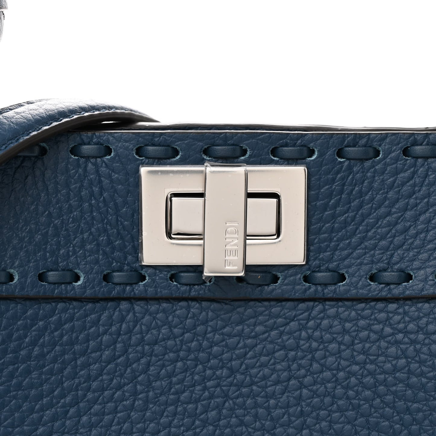 Cuoio Romano Selleria Macro Stitchings Mini Peekaboo Iconic Satchel Placca Argento