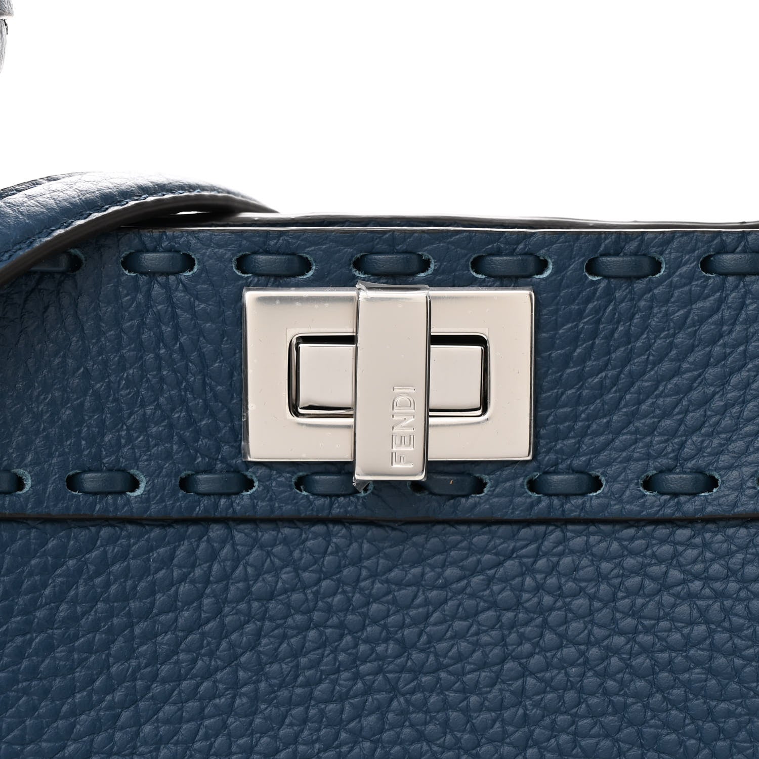 Fendi Cuoio Romano Selleria Macro Stitchings Mini Peekaboo Iconic Satchel Placca Argento 9 of 11