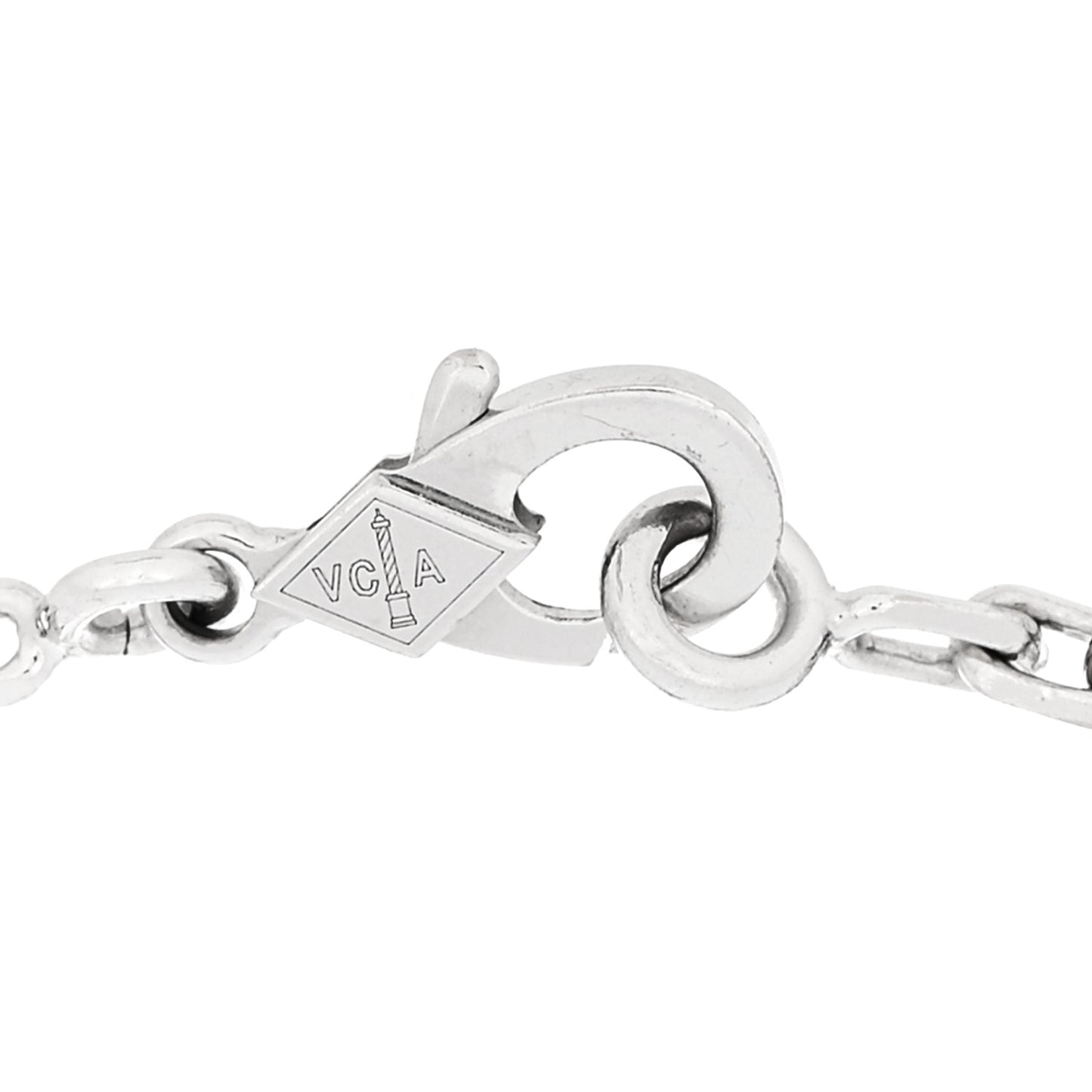 18K White Gold 5 Motifs Guilloche Vintage Alhambra Bracelet